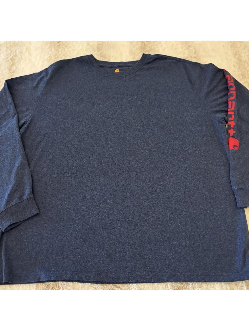 Carhartt K231 2XL Long Sleeve Shirt Blue Graphic Sleeve Original Fit